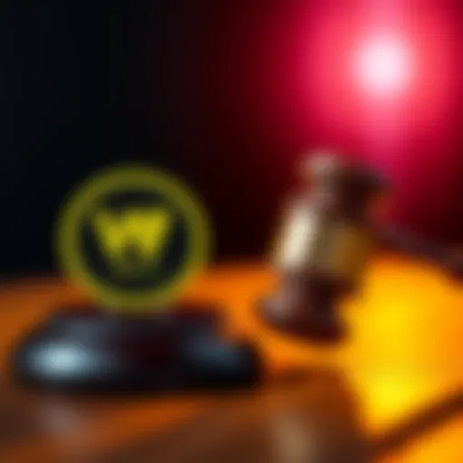 WLFI logo and a gavel representing legal action against Justin Sun over DeFi claims