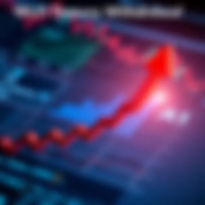A graphic showing a financial chart with an arrow pointing up, symbolizing the spike in interest rates after WLFI's treasury withdrawal from Dolomite.