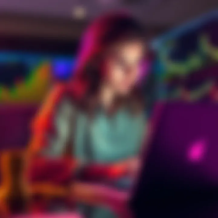 A 38-year-old woman looking at cryptocurrency charts on her laptop while considering her retirement savings