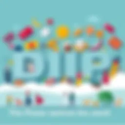 The word Dip in bold letters A vibrant illustration of the word 'Dip' in bold letters, surrounded by varied cultural symbols representing its meanings across different contexts.