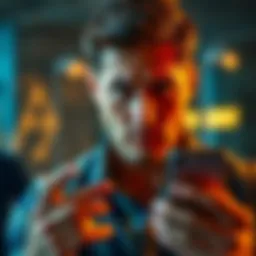A worried Canadian man holds a smartphone, reflecting on a dating app scam involving cryptocurrency. He appears frustrated and concerned about his losses.