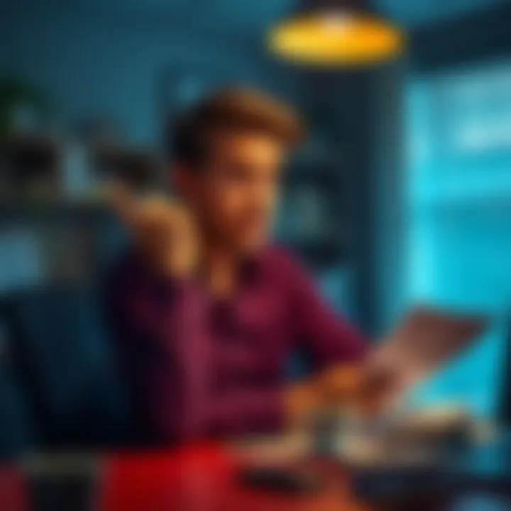 A worried person sitting at a desk with paperwork, expressing concern over KYC rejections.