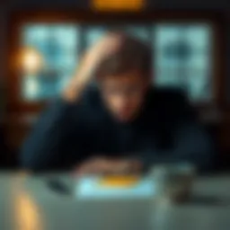 A worried person sitting at a table, reflecting on the consequences of following bad advice