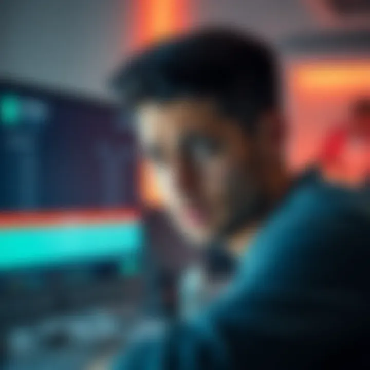 A concerned person stares at a computer screen displaying a transaction history with a missing entry. Their facial expression shows anxiety about the lost $6500 USDT transfer.