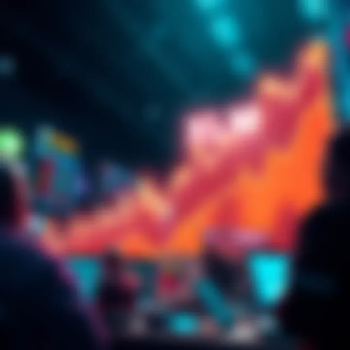 Graph showing the rise of XLM price reaching $2.20 on Upbit with traders looking on
