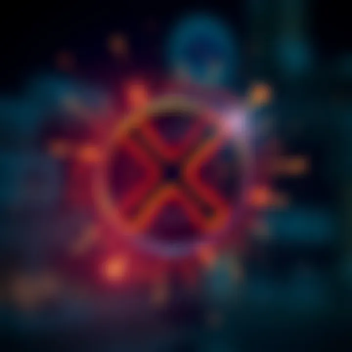 A digital representation of XRP logo with excitement around it, symbolizing a major announcement in cryptocurrency.