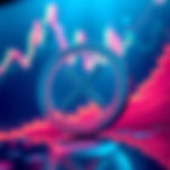 A digital representation of the XRP cryptocurrency logo with a backdrop of rising financial charts.