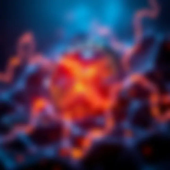 A visual of a digital representation of XRP cryptocurrency with a glitch effect, suggesting a potential price surge to $21,000 in the background.