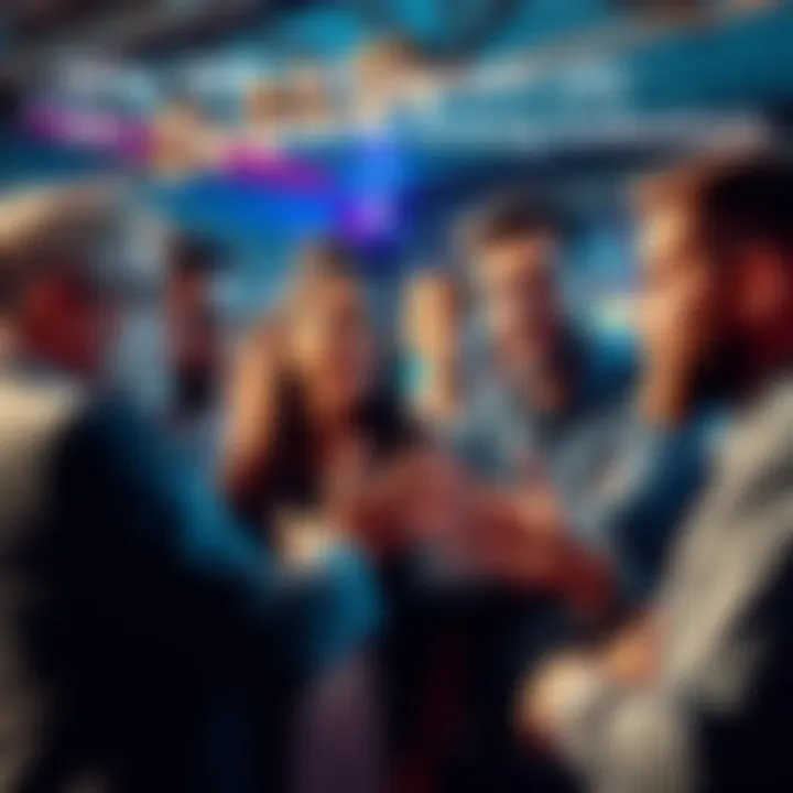 XRP influencers discussion A group of people engaged in a lively conversation about XRP influencers, showing mixed emotions and expressions of frustration and approval.