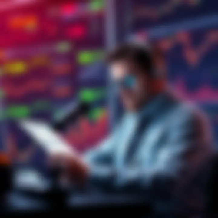 An investor analyzing different exit strategies for XRP investments, surrounded by graphs and charts, showing market trends and options for cashing out.