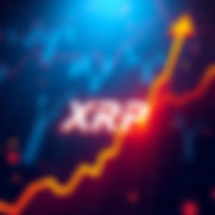 A rising XRP price chart with upward arrows showing potential growth and market interest.