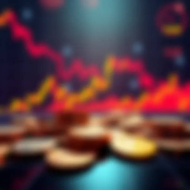 Graph showing XRP price fluctuations with coins in the foreground