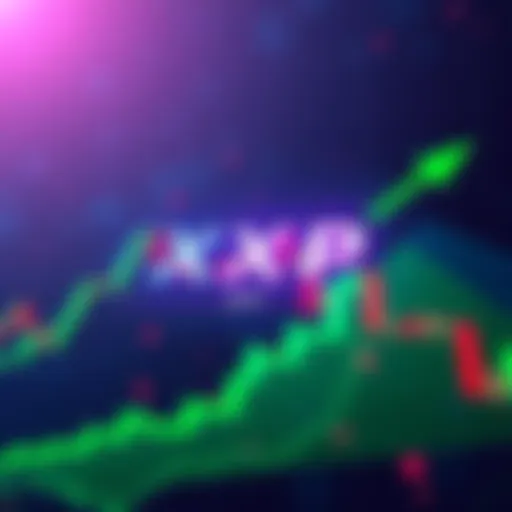 A price chart showing XRP's upward trend towards $2, with green arrows indicating bullish momentum and market movement.