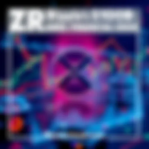 An illustration showing XRP Ripple logo with a backdrop of fluctuating financial charts and symbols representing market uncertainty.