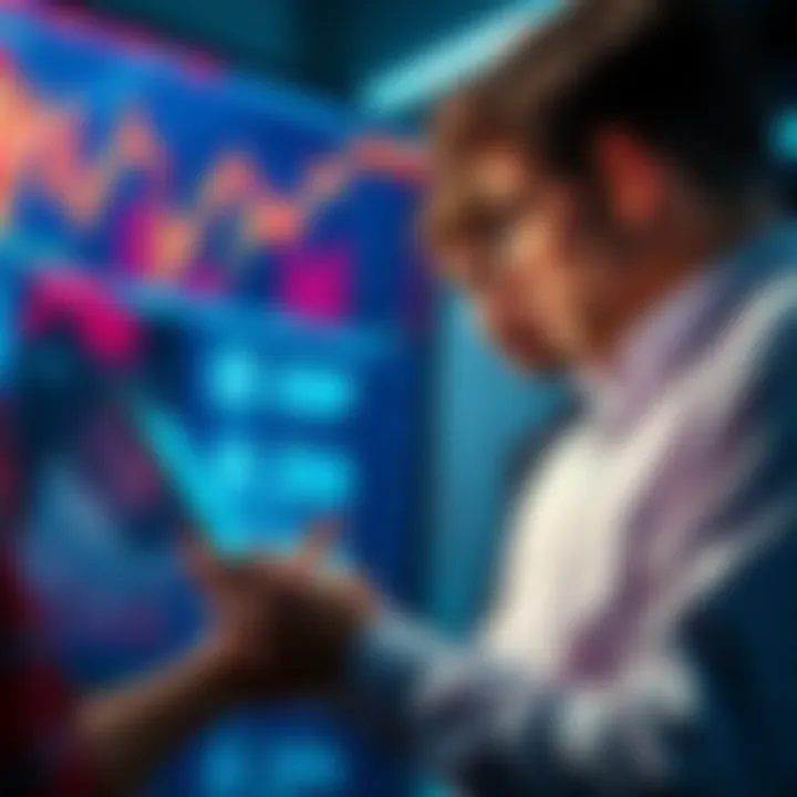 A group of people discussing investment strategies while looking at XRP tokens on a digital screen.