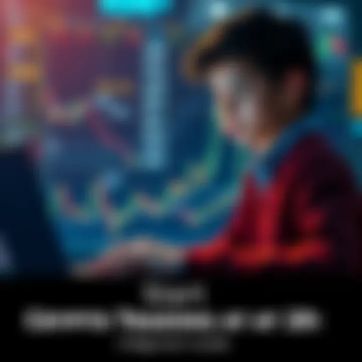 A young person looking at cryptocurrency charts on a laptop, planning their trading strategy