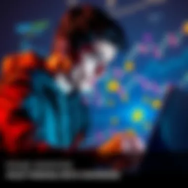 Young investor considering cryptocurrency investment A 22-year-old person looking at their laptop with charts and cryptocurrency symbols, deep in thought about a big investment decision.