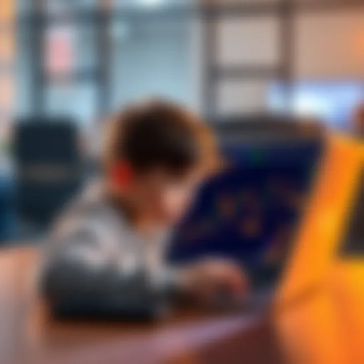 A 14-year-old looking at a laptop with Bitcoin charts and stock trends displayed on the screen, showing interest in investing.