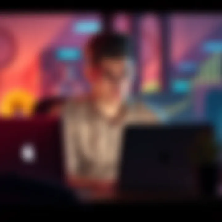 A 23-year-old man sits at a desk with a laptop, looking upset after losing money in cryptocurrency, symbolizing financial loss and frustration.