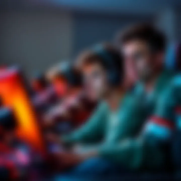 A group of young adults looking frustrated at their computer screens while analyzing Bitcoin trends and gaming hardware prices.