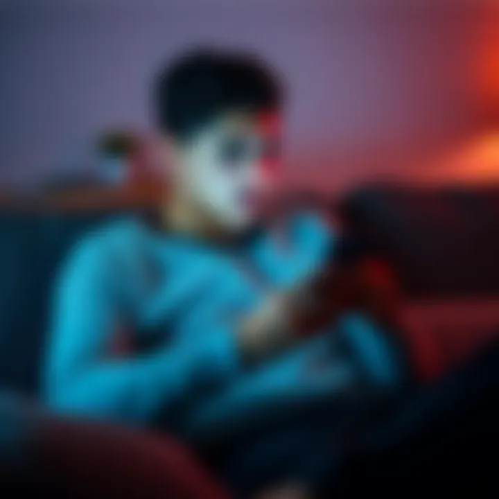 A 22-year-old man sitting on a couch, looking worried while checking Bitcoin prices on his smartphone, with a Bitcoin symbol on the screen.