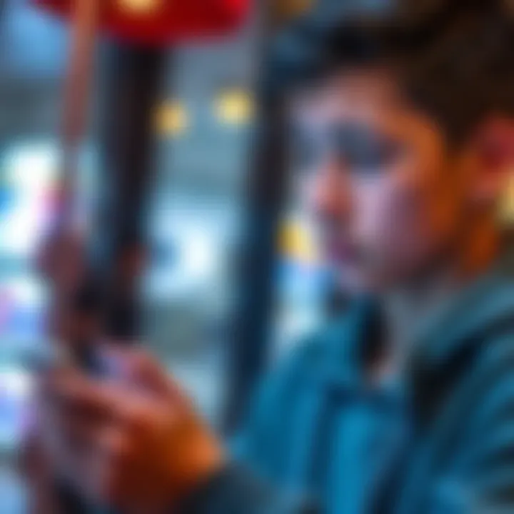 A young individual examines a digital wallet application on their smartphone, concerned about cash prizes and activation requirements.