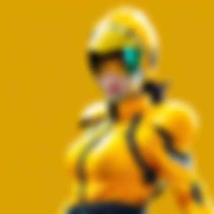 Yuki Yajima in her Yellow Four costume, striking a heroic pose, showcasing her vibrant yellow suit and helmet, symbolizing strength and courage.
