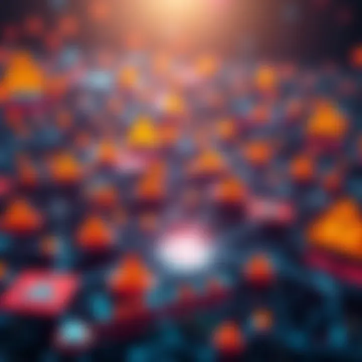 ZachXBT Investigation in Crypto A graphic showing a digital blockchain network with warning signs and halted projects, highlighting disruptions in the crypto world due to ZachXBT's investigation.