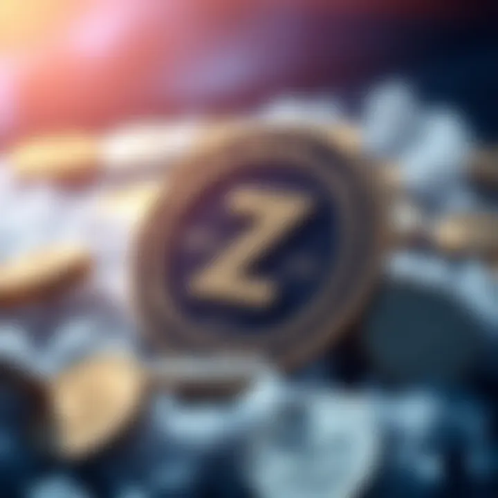 Illustration showing Zcash logo with frozen coins in the background, symbolizing the freezing of private coins