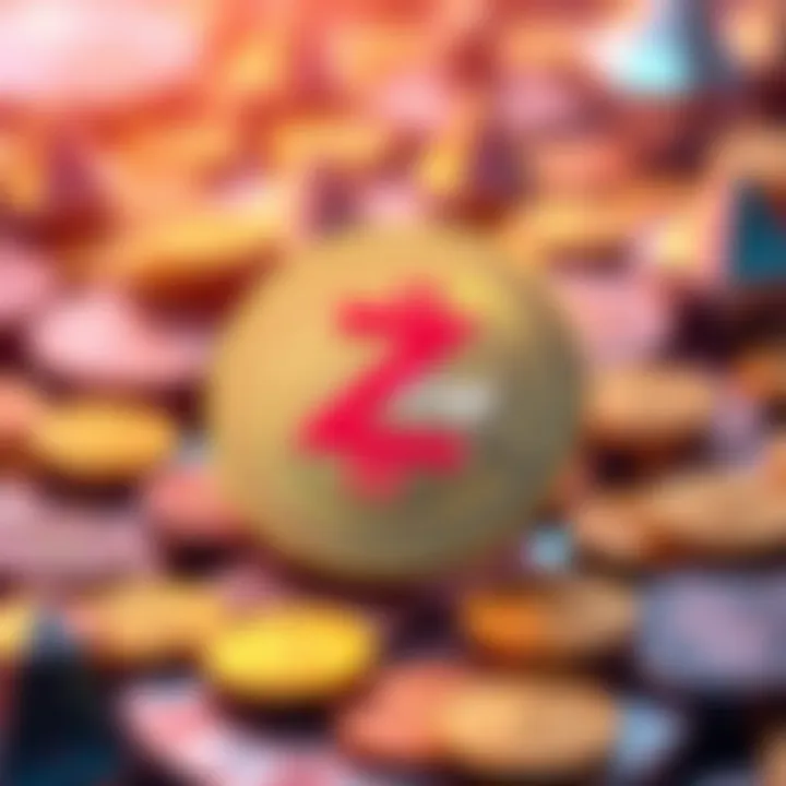 Graphic showing ZCHF symbol with Swiss franc symbols and blockchain elements in a digital setting