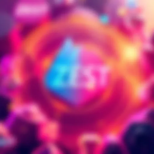 A vibrant digital graphic displaying the ZEST token logo with elements representing cryptocurrency airdrops and excitement.